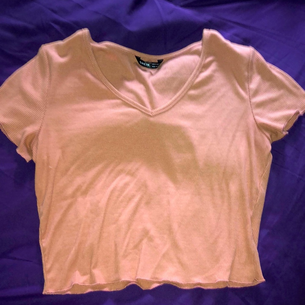 Dusty pink v neck crop top from SHIEN